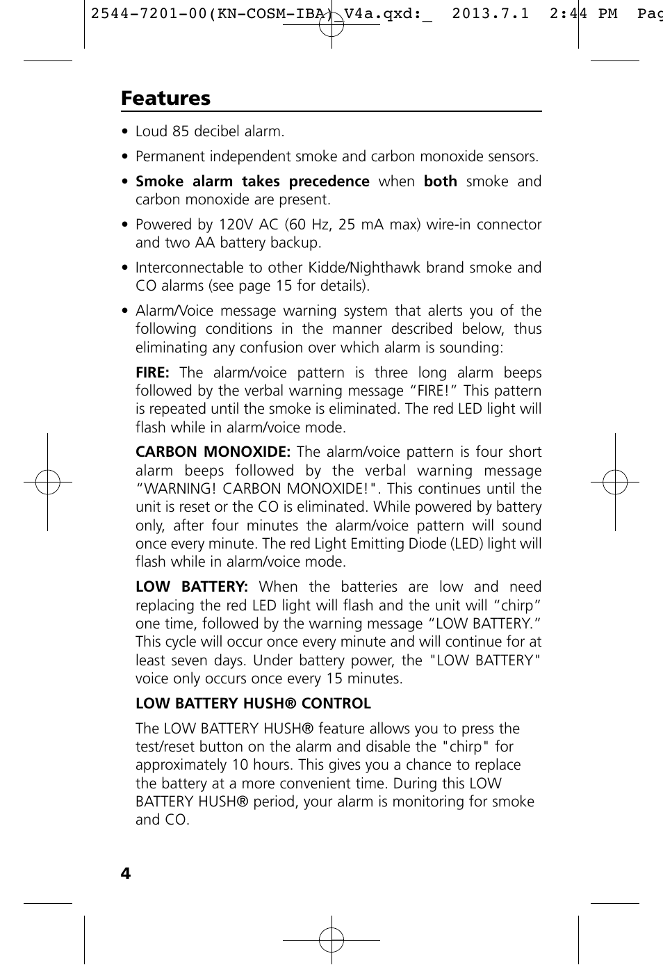 Features | Kidde KN-COSM-IB User Manual | Page 6 / 33
