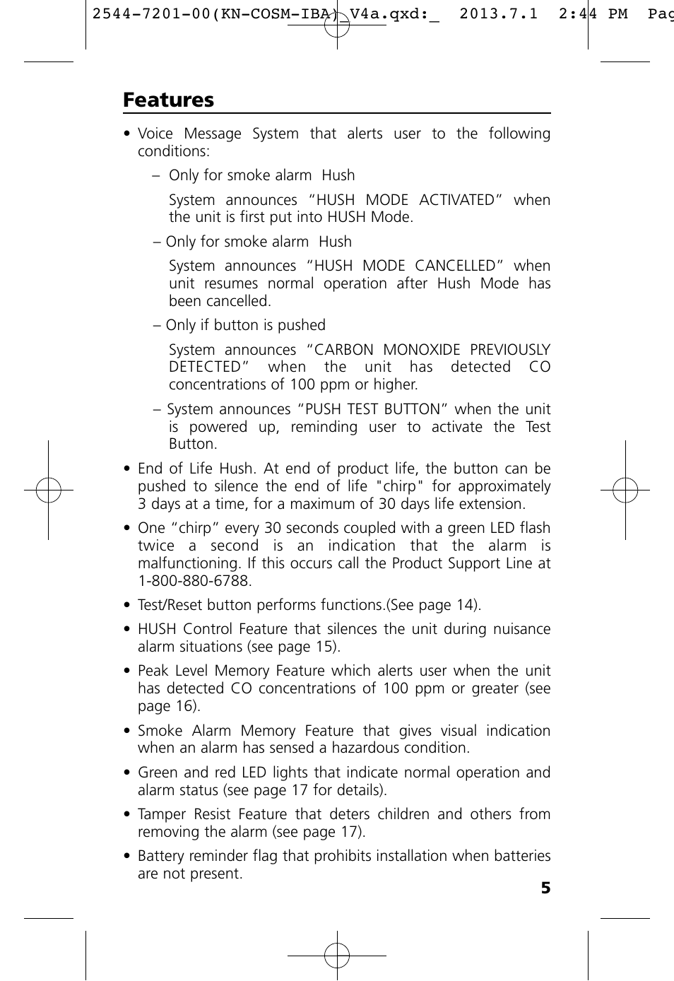 Features | Kidde KN-COSM-IB User Manual | Page 7 / 33