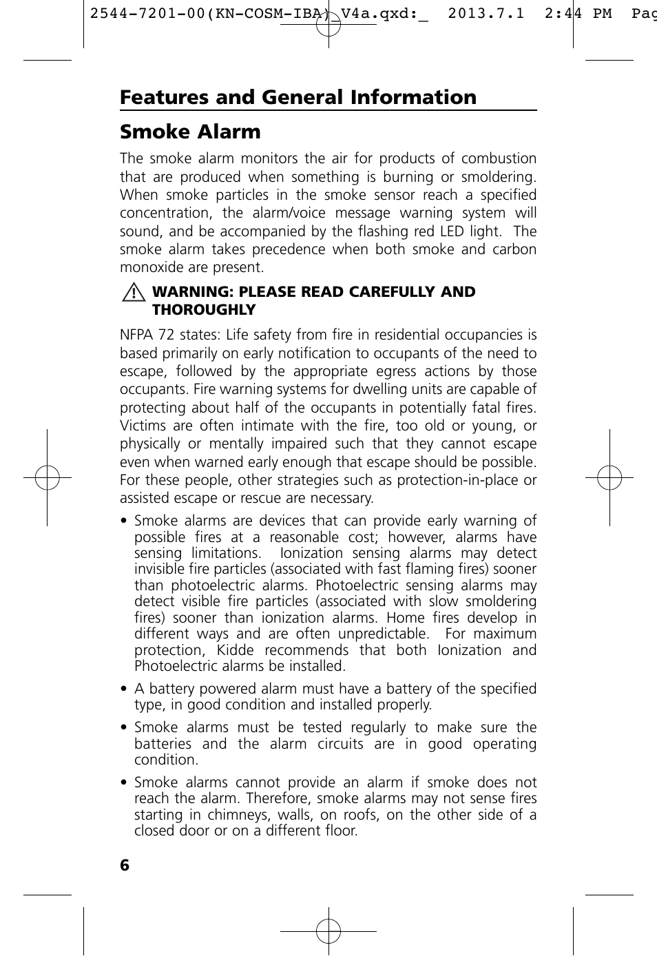 Smoke alarm, Features and general information | Kidde KN-COSM-IB User Manual | Page 8 / 33