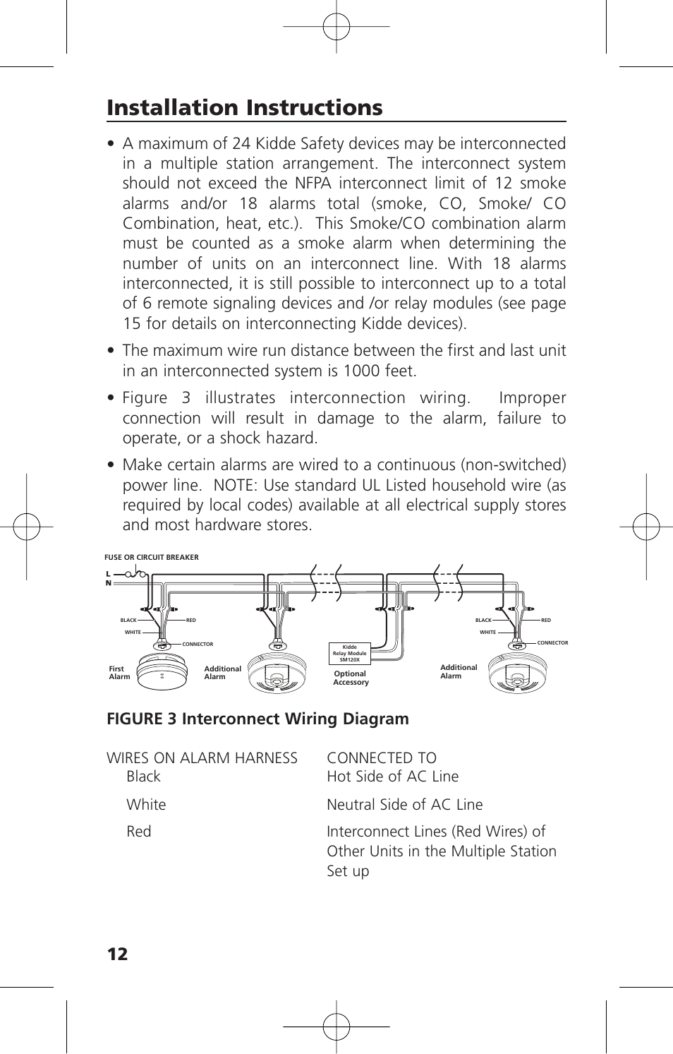 Installation instructions, Figure 3 interconnect wiring diagram | Kidde KN-COSM-IBA User Manual | Page 14 / 33