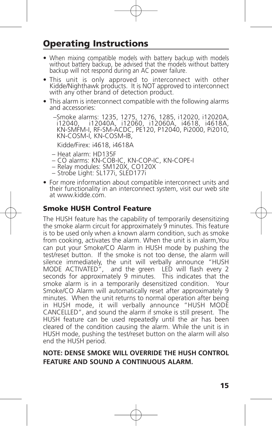 Operating instructions | Kidde KN-COSM-IBA User Manual | Page 17 / 33
