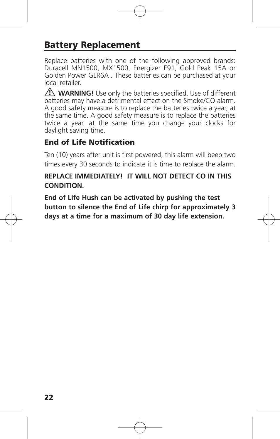 Battery replacement | Kidde KN-COSM-IBA User Manual | Page 24 / 33