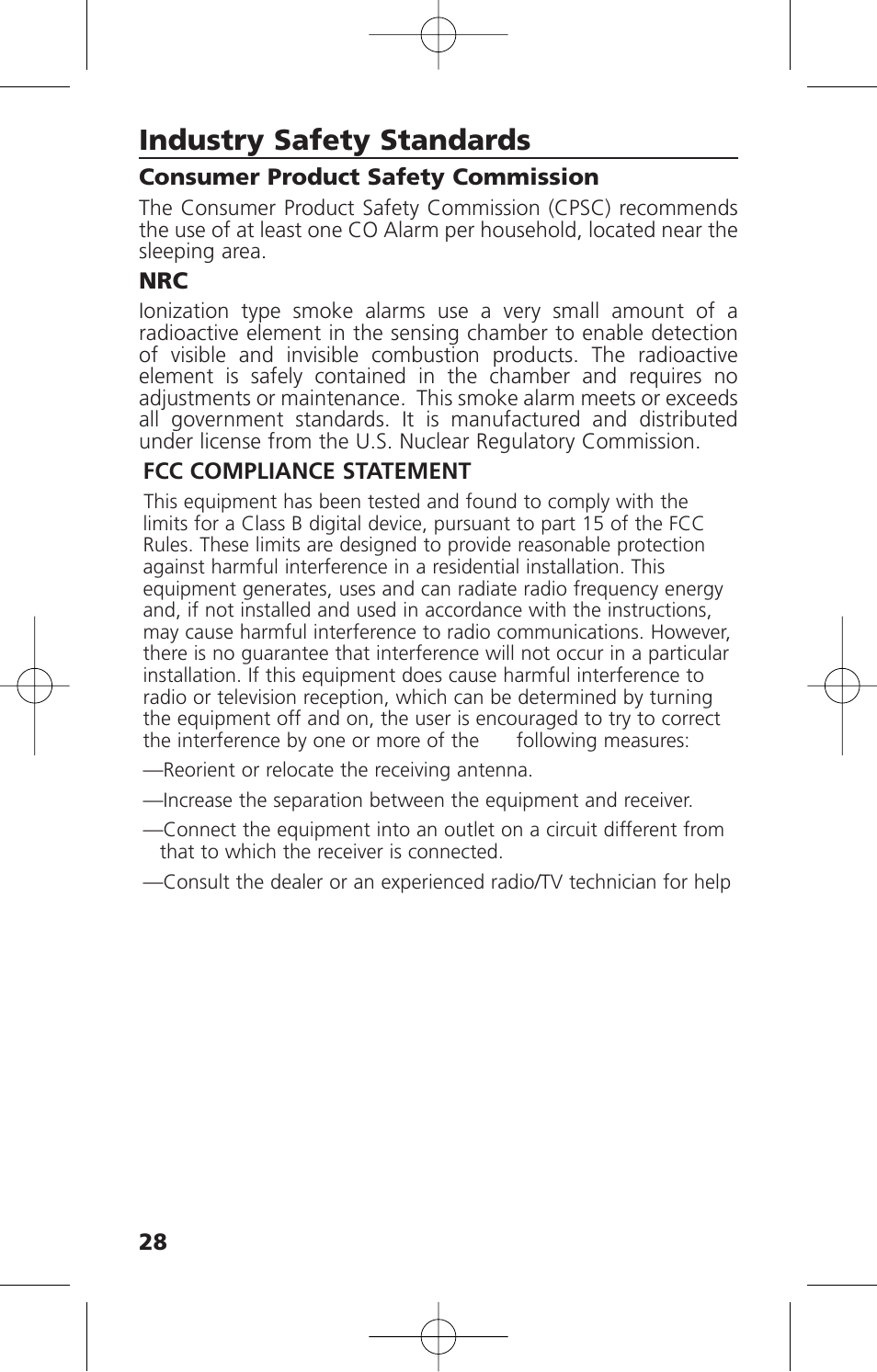 Industry safety standards | Kidde KN-COSM-IBA User Manual | Page 30 / 33