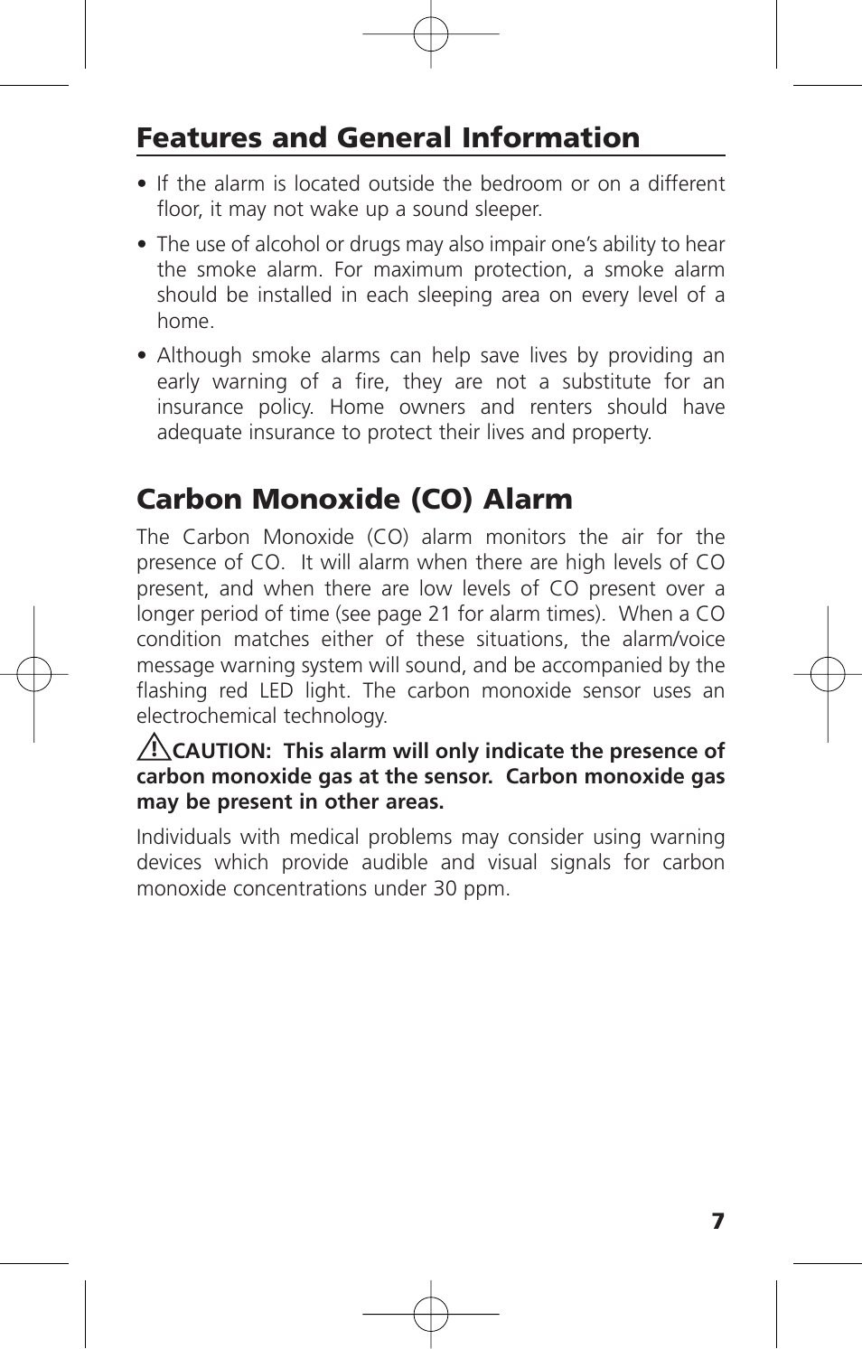 Carbon monoxide (co) alarm, Features and general information | Kidde KN-COSM-IBA User Manual | Page 9 / 33