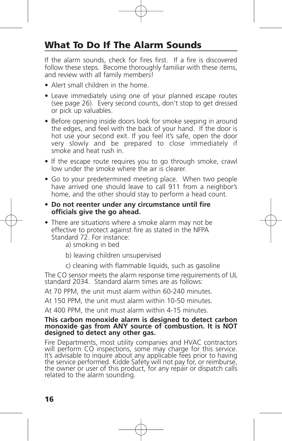 What to do if the alarm sounds | Kidde KN-COSM-XTR-BA User Manual | Page 18 / 30