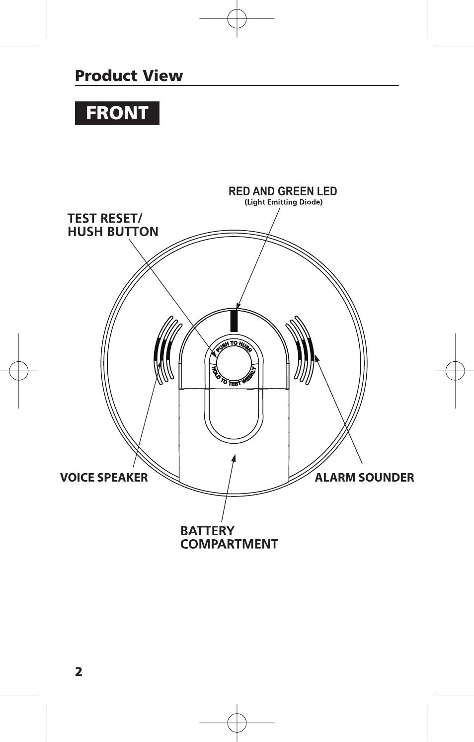 Front, Product view | Kidde KN-COSM-XTR-BA User Manual | Page 4 / 30