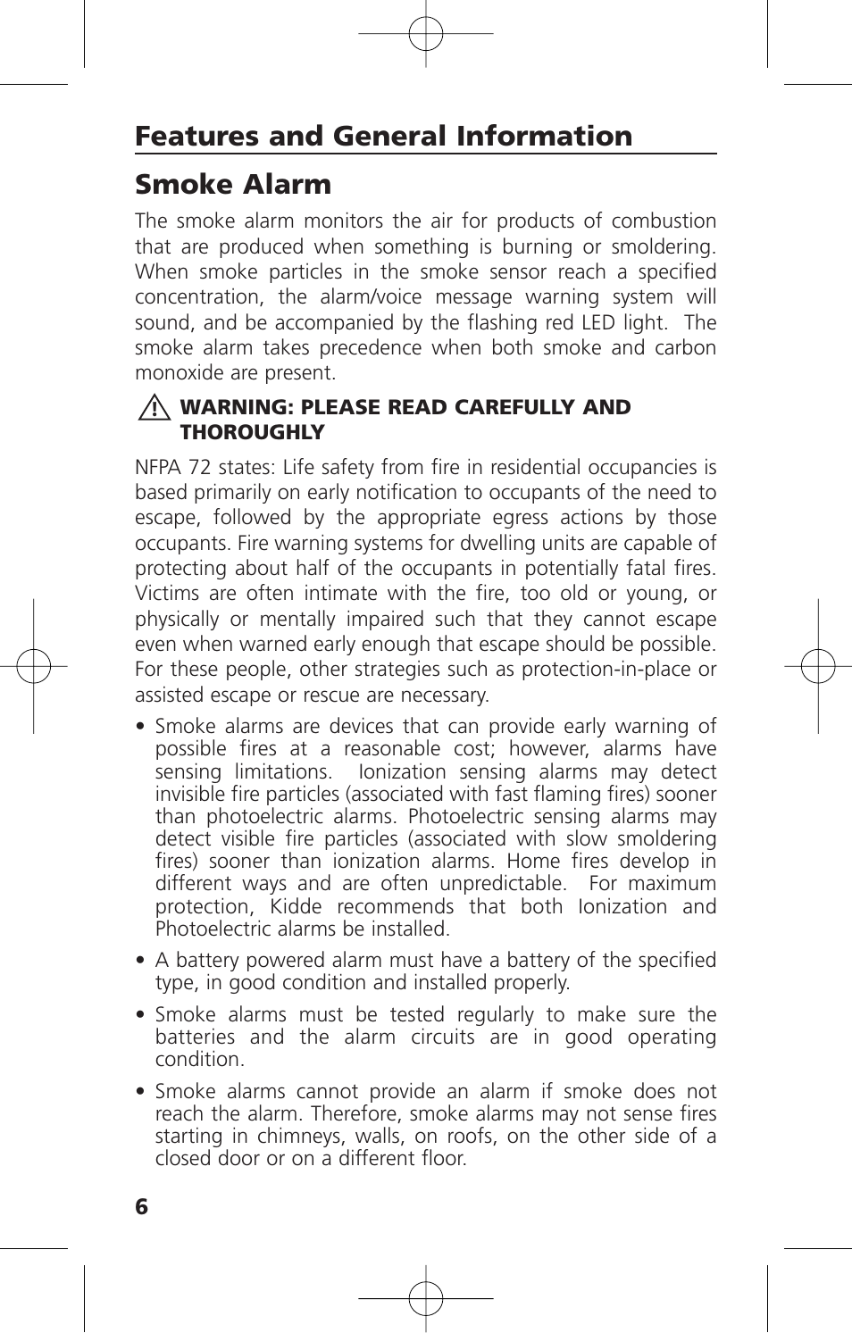 Smoke alarm, Features and general information | Kidde KN-COSM-XTR-BA User Manual | Page 8 / 30