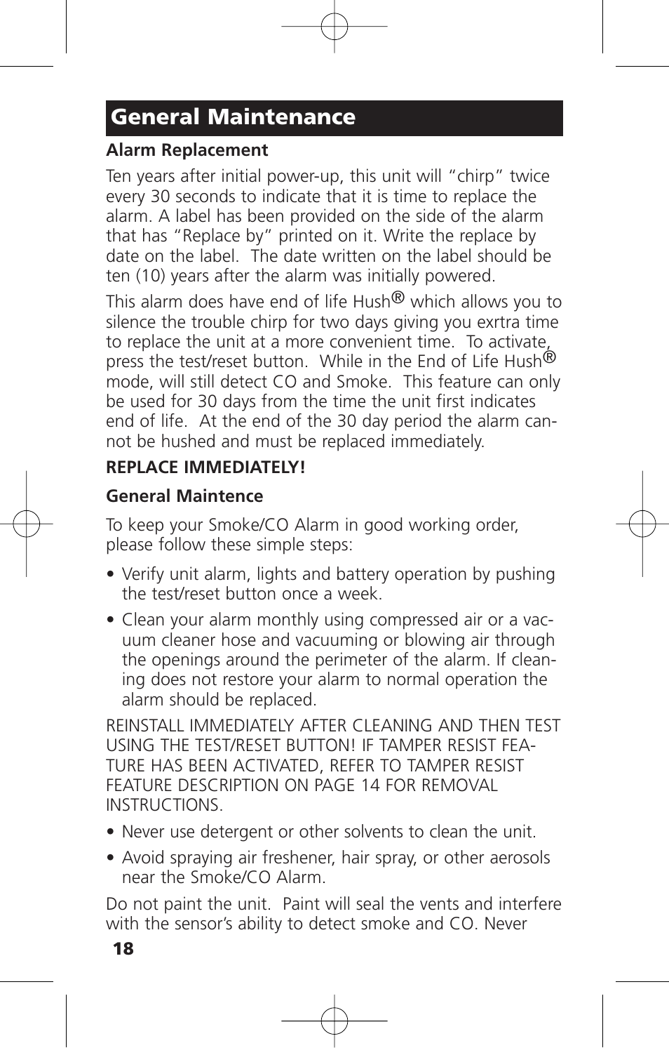 General maintenance | Kidde KN-COPE-D User Manual | Page 24 / 33