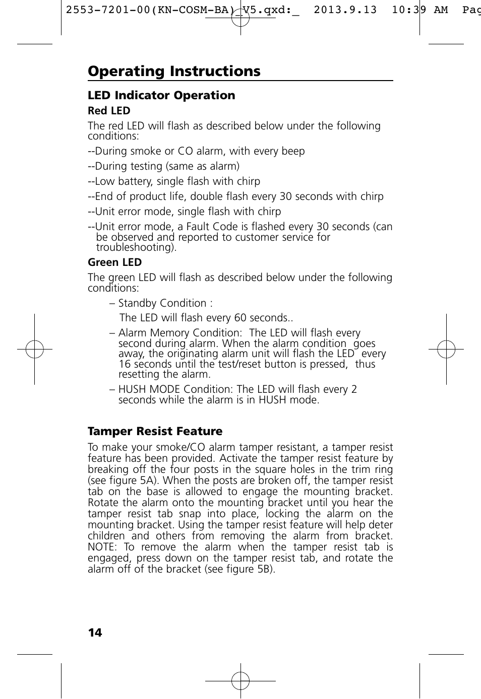 Operating instructions | Kidde KN-COSM-BA User Manual | Page 16 / 30