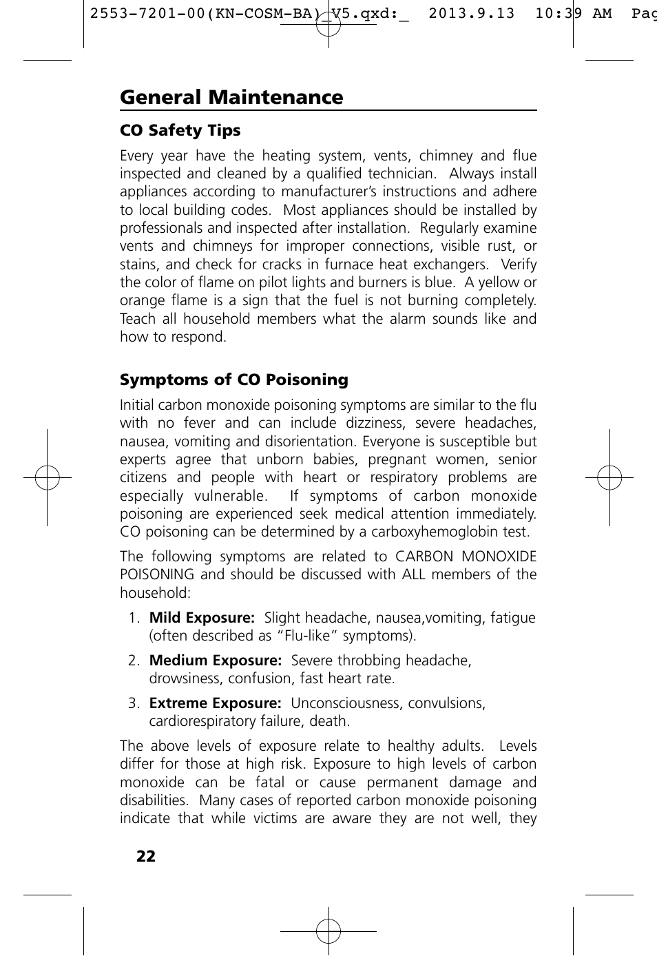 General maintenance | Kidde KN-COSM-BA User Manual | Page 24 / 30