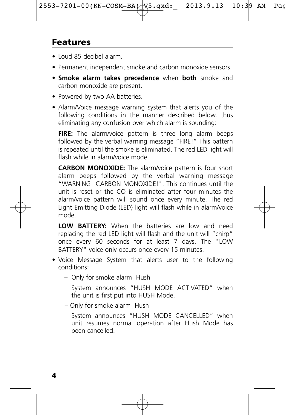 Features | Kidde KN-COSM-BA User Manual | Page 6 / 30
