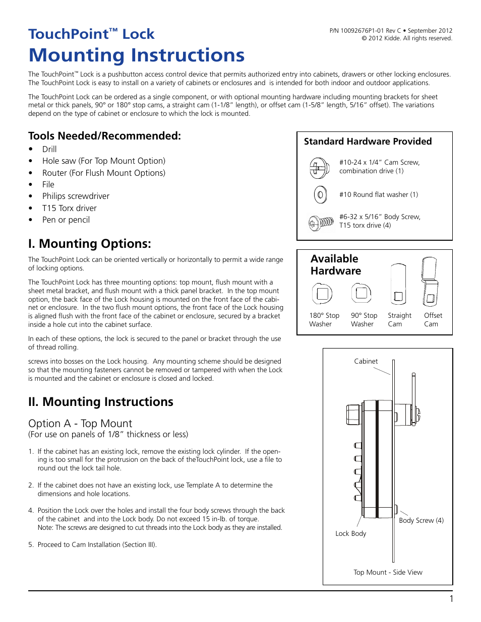 Kidde 001798 Mounting Instructions User Manual | 4 pages