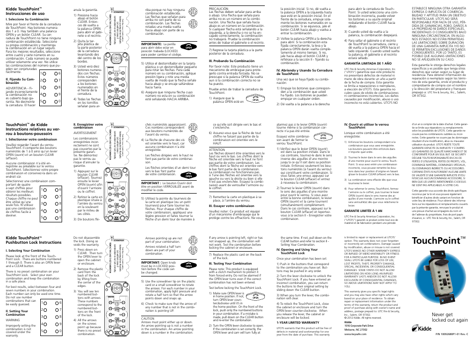 Kidde 001797 User Guide User Manual | 2 pages