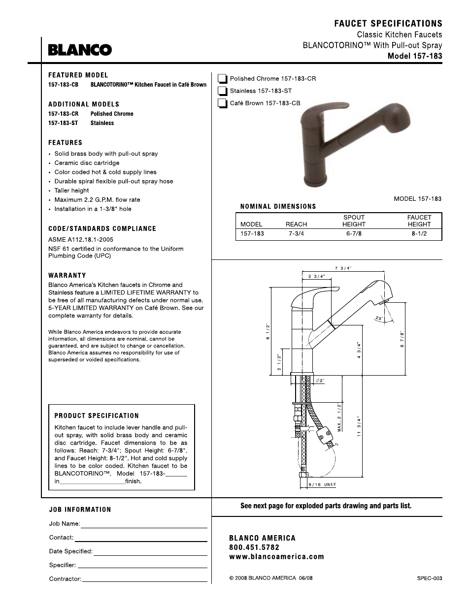 Blanco 157-183 User Manual | 2 pages