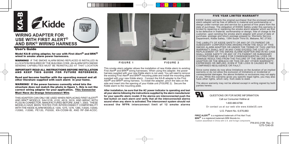 Kidde KA-B User Manual | 1 page