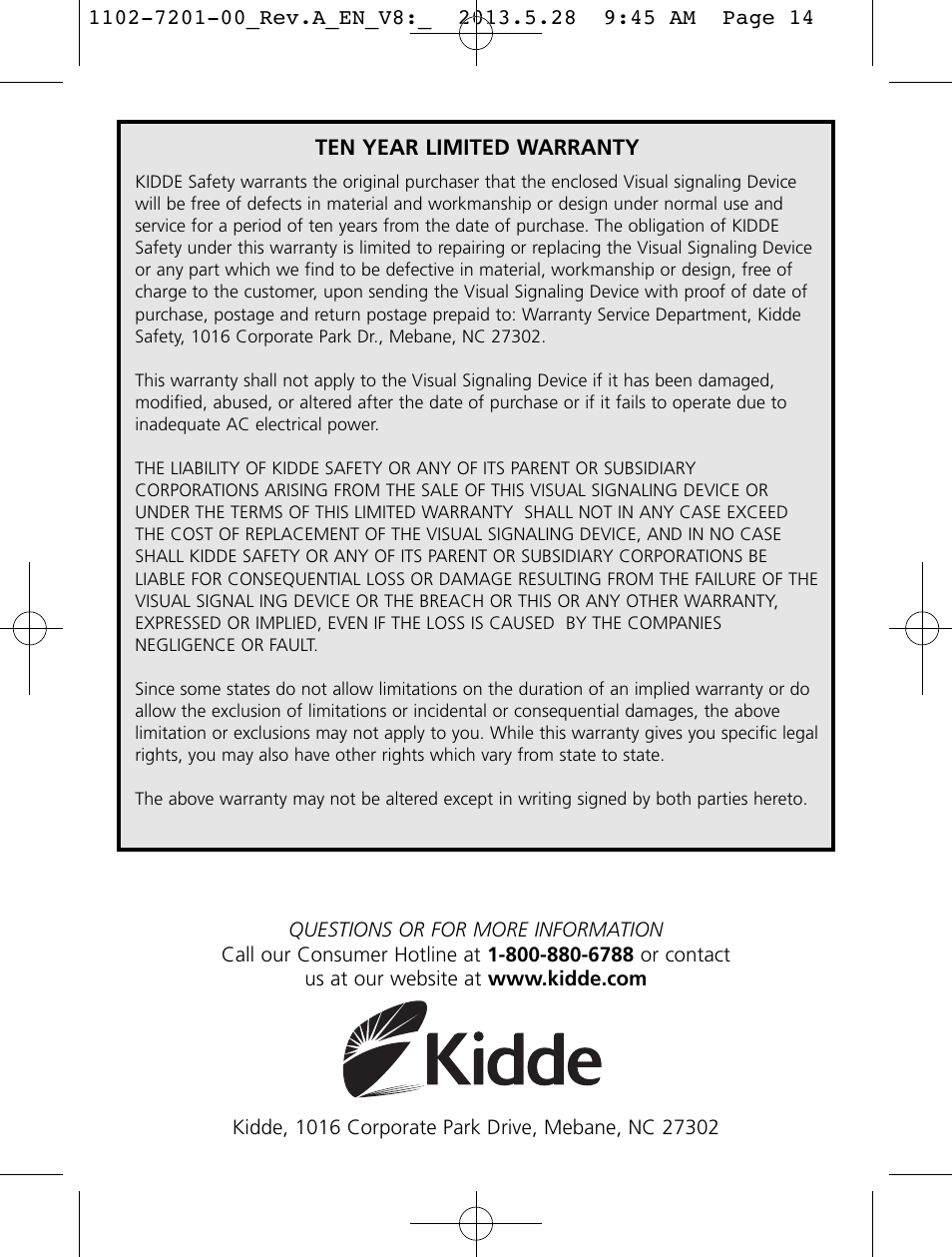 Kidde SLED177i User Manual | Page 14 / 14