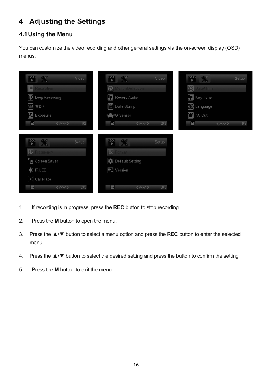 4 adjusting the settings | GiiNii GD-250 User Manual | Page 17 / 55