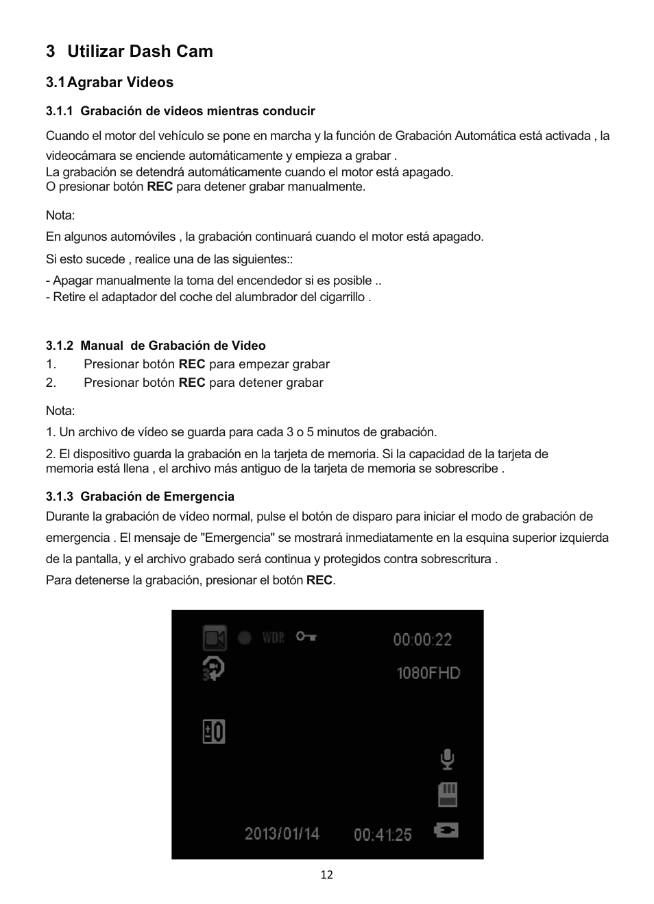 3 utilizar dash cam | GiiNii GD-250 User Manual | Page 31 / 55