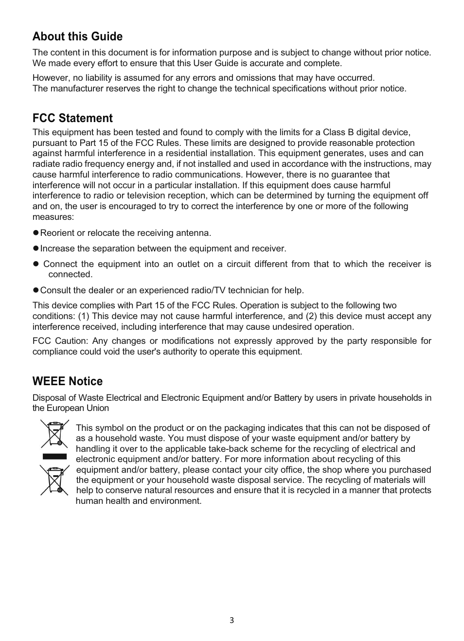 About this guide, Fcc statement, Weee notice | GiiNii GD-250 User Manual | Page 4 / 55