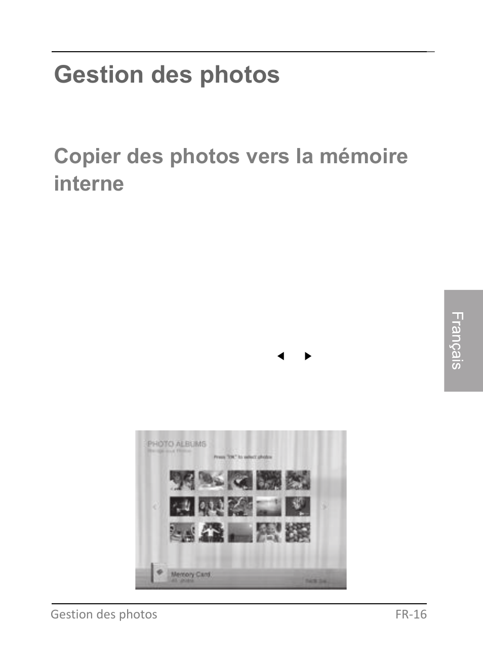 Gestion des photos, Copier des photos vers la mémoire interne | GiiNii GH-701P User Manual | Page 101 / 124