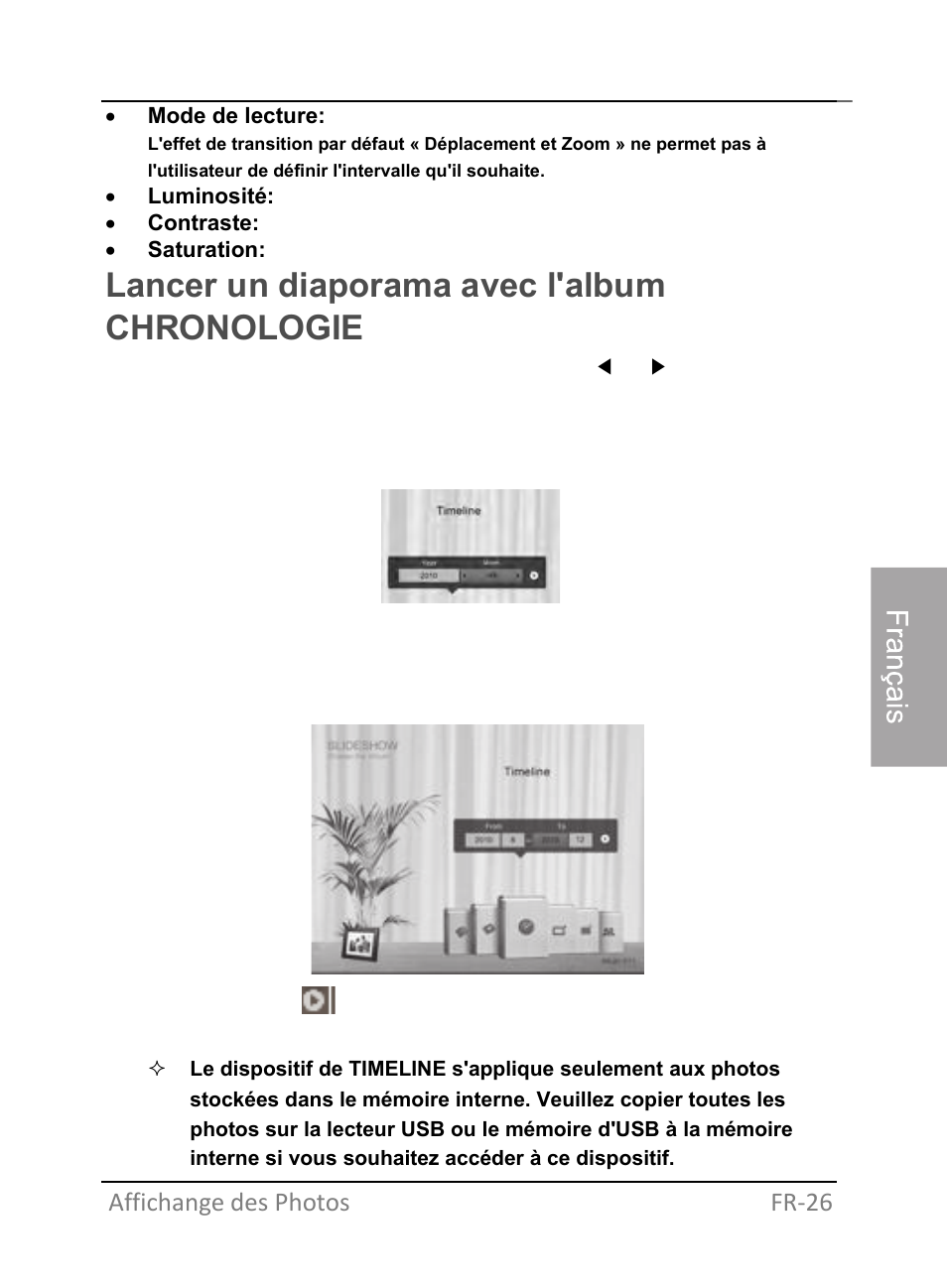 Lancer un diaporama avec l'album chronologie | GiiNii GH-701P User Manual | Page 111 / 124