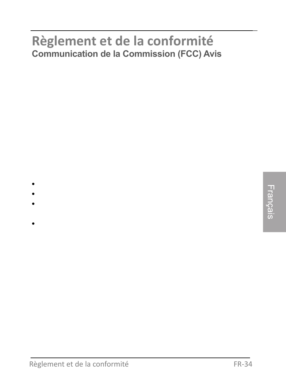 Règlement et de la conformité, Communication de la commission (fcc) avis, Fr‐34 règlement et de la conformité | GiiNii GH-701P User Manual | Page 119 / 124