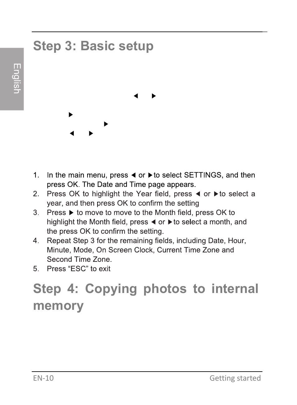 Step 3: basic setup, Selecting a language, Setting the date and time | GiiNii GH-701P User Manual | Page 16 / 124