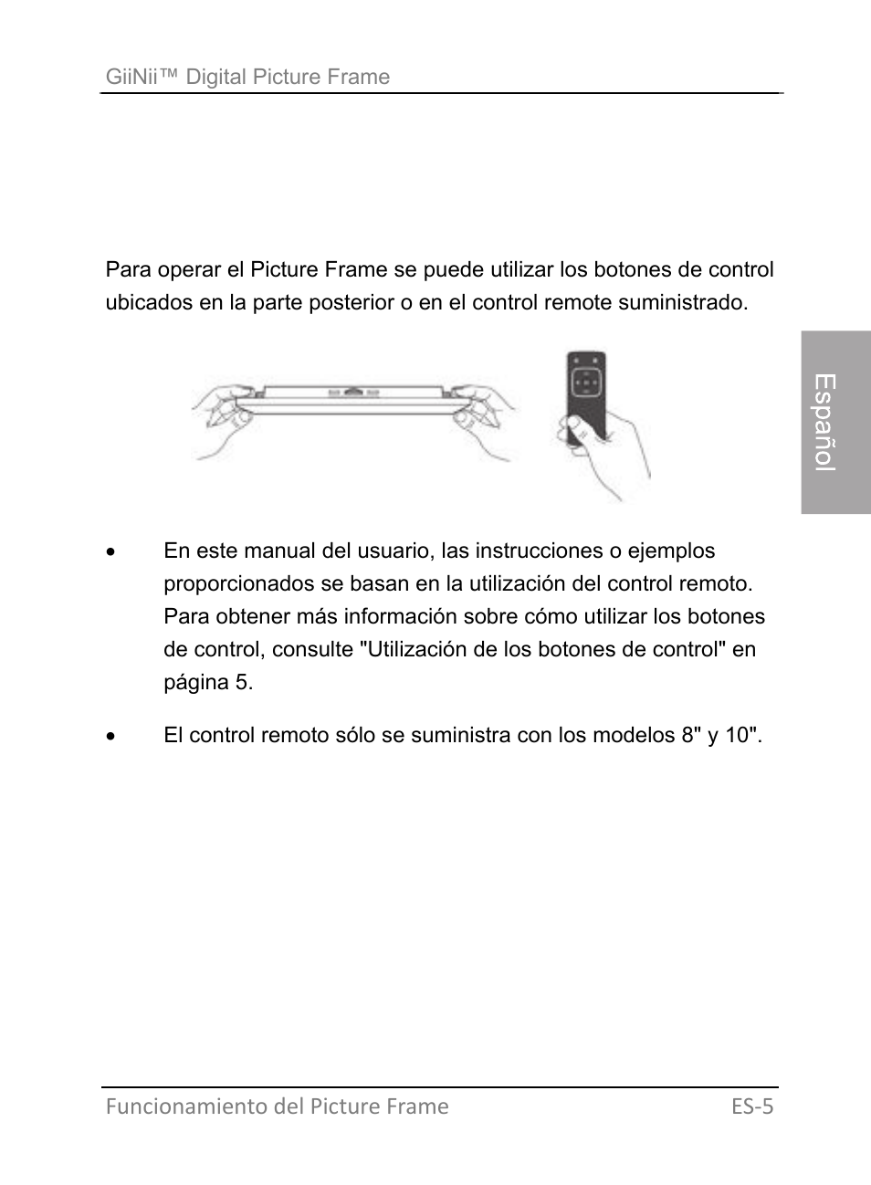 Funcionamiento del picture frame | GiiNii GH-701P User Manual | Page 49 / 124