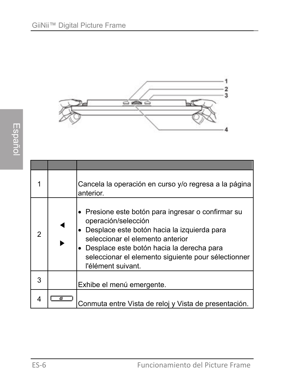 Utilización de los botones de control | GiiNii GH-701P User Manual | Page 50 / 124