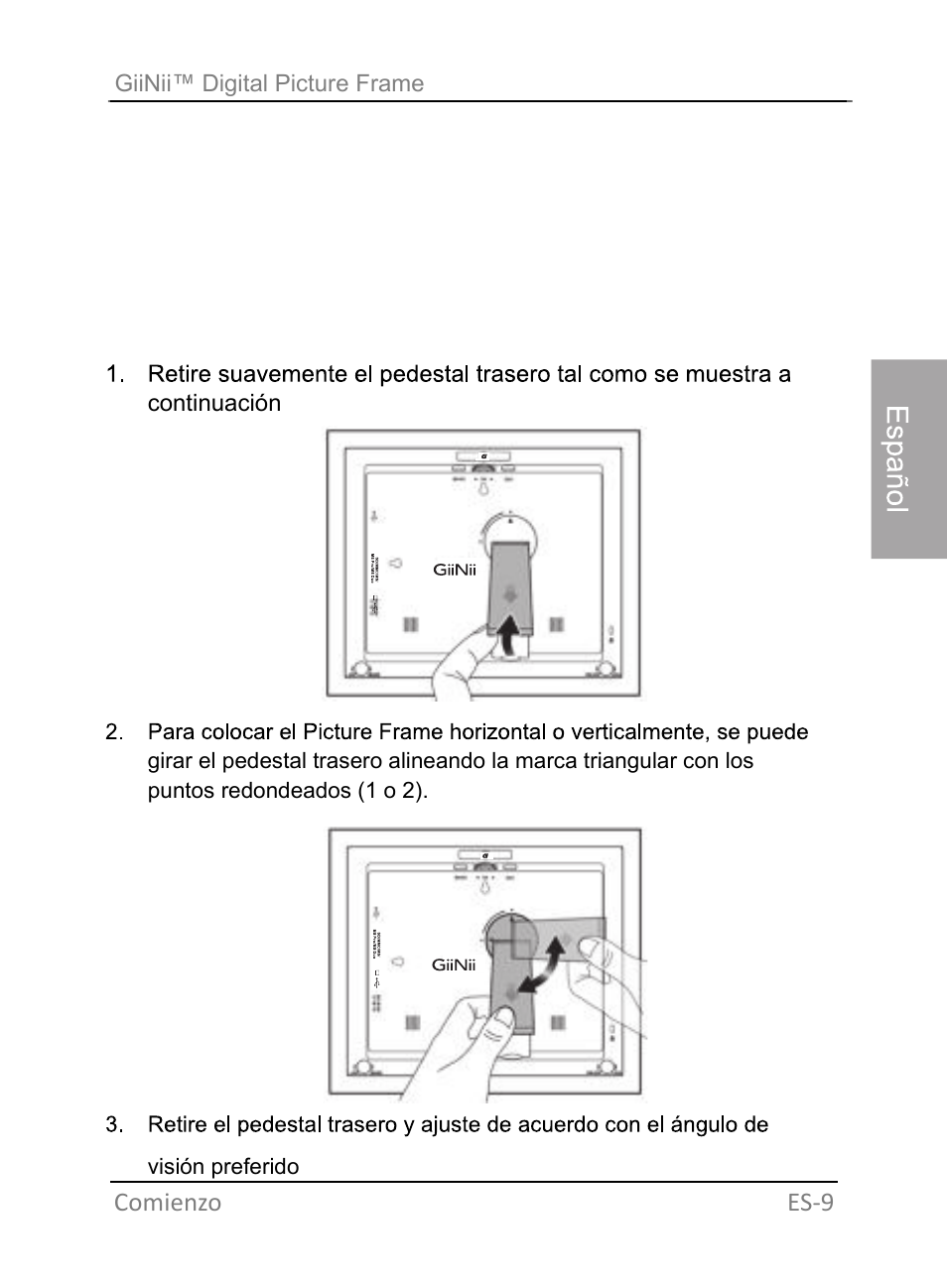 Comienzo, Paso 1: utilización del pedestal trasero ajustable | GiiNii GH-701P User Manual | Page 53 / 124