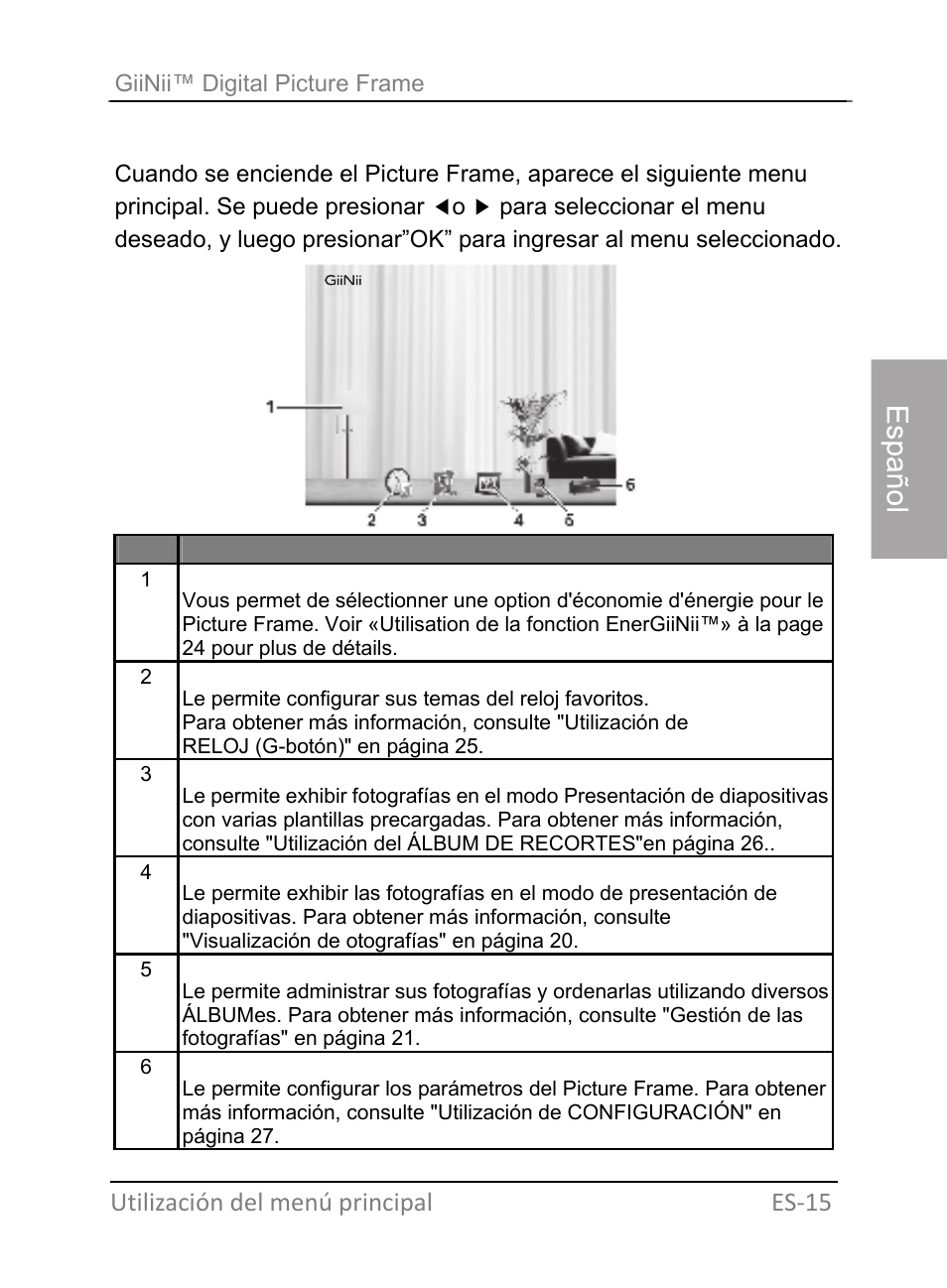 Utilización del menú principal | GiiNii GH-701P User Manual | Page 59 / 124