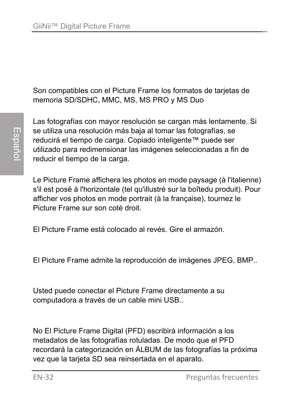 Preguntas frecuentes | GiiNii GH-701P User Manual | Page 76 / 124