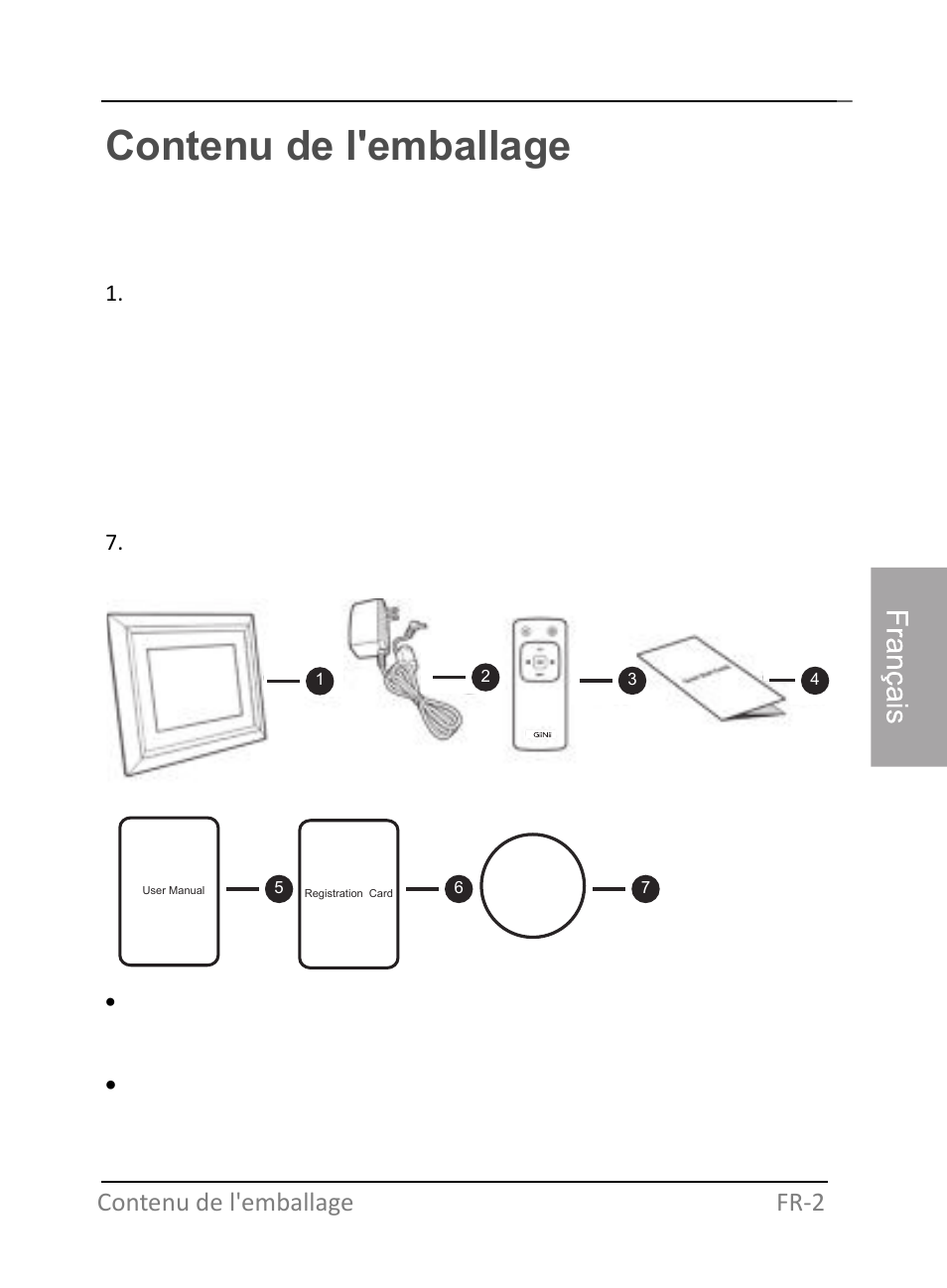 Contenu de l'emballage, Fr‐2 contenu de l'emballage | GiiNii GH-701P User Manual | Page 87 / 124