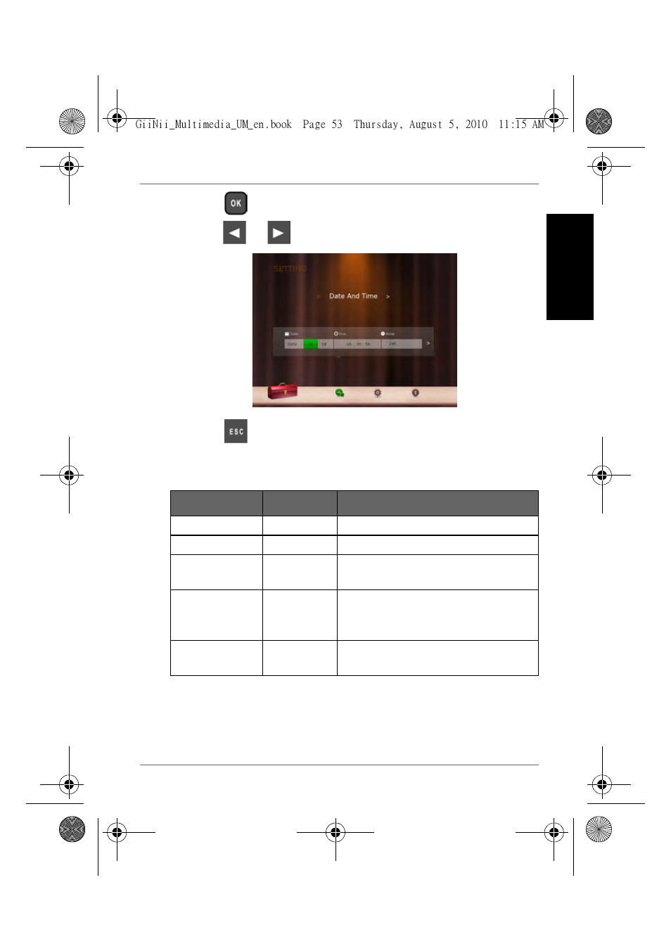Date and time page, Engl is h | GiiNii GH-8DNM User Manual | Page 59 / 72