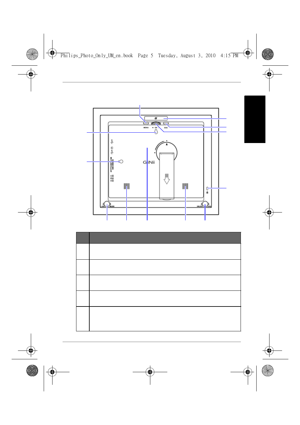 Rear view, Engl is h | GiiNii GH-7AWP User Manual | Page 11 / 193