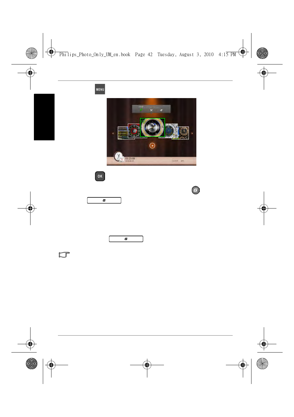 Switching between clock view and slideshow view, Engl is h | GiiNii GH-7AWP User Manual | Page 48 / 193
