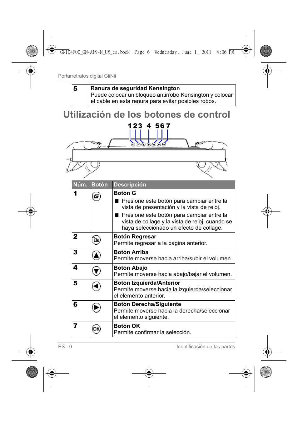 Utilización de los botones de control | GiiNii GN-A19-N User Manual | Page 102 / 139