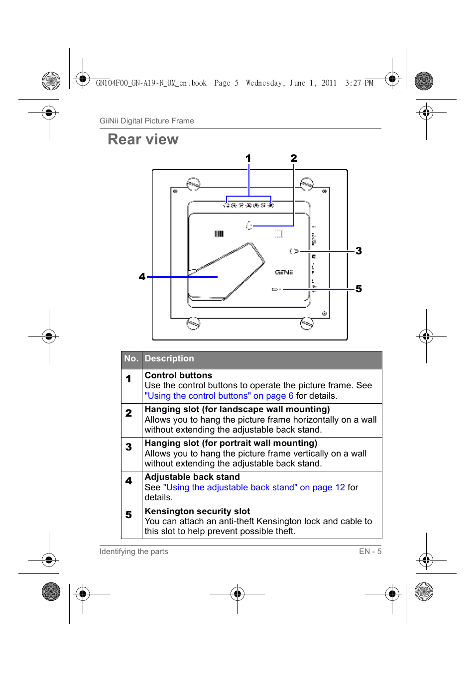 Rear view | GiiNii GN-A19-N User Manual | Page 11 / 139