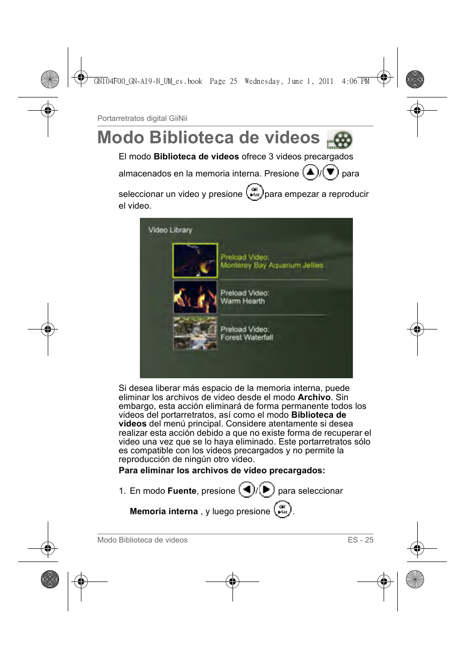 Modo biblioteca de videos | GiiNii GN-A19-N User Manual | Page 121 / 139