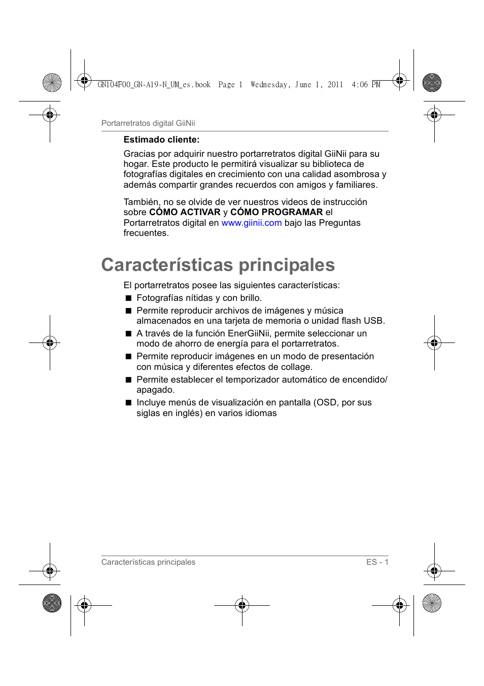 Características principales | GiiNii GN-A19-N User Manual | Page 97 / 139
