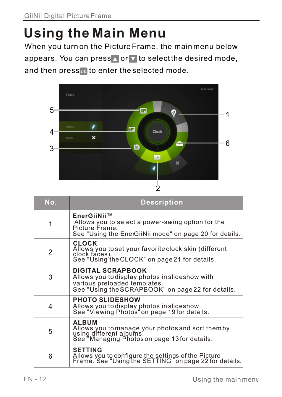 Т³гж 18, Using the main menu | GiiNii GN-7AWP-1 User Manual | Page 18 / 33