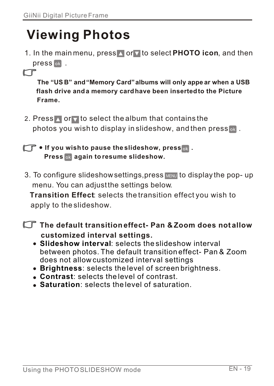 Т³гж 25, Viewing photos | GiiNii GN-7AWP-1 User Manual | Page 25 / 33