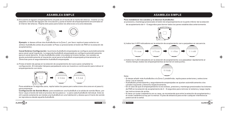 西班牙文, Asamblea simple | GiiNii AudioBulb AB-S10 User Manual | Page 26 / 27