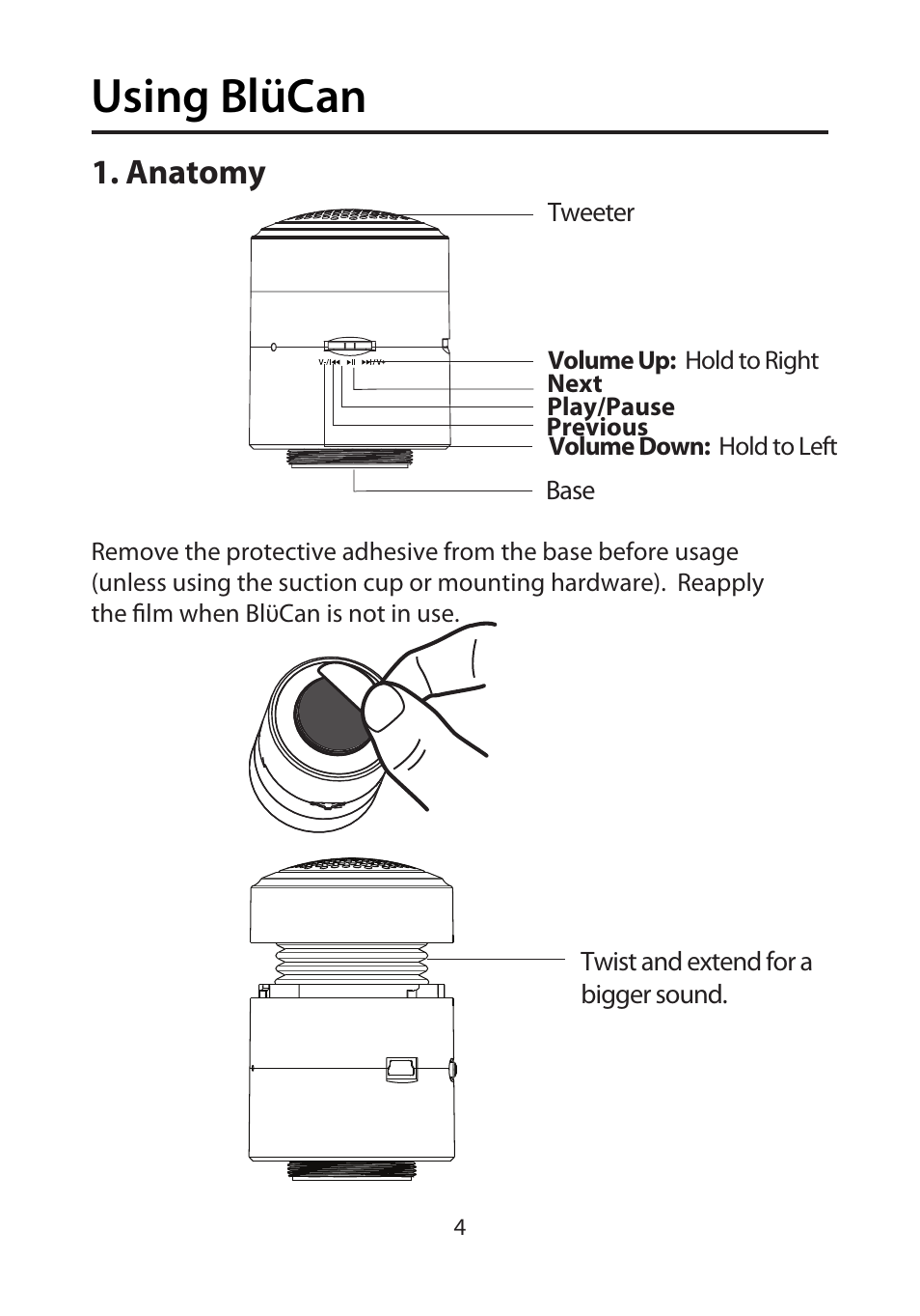Using blücan, Anatomy | GiiNii BlueCan User Manual | Page 5 / 12