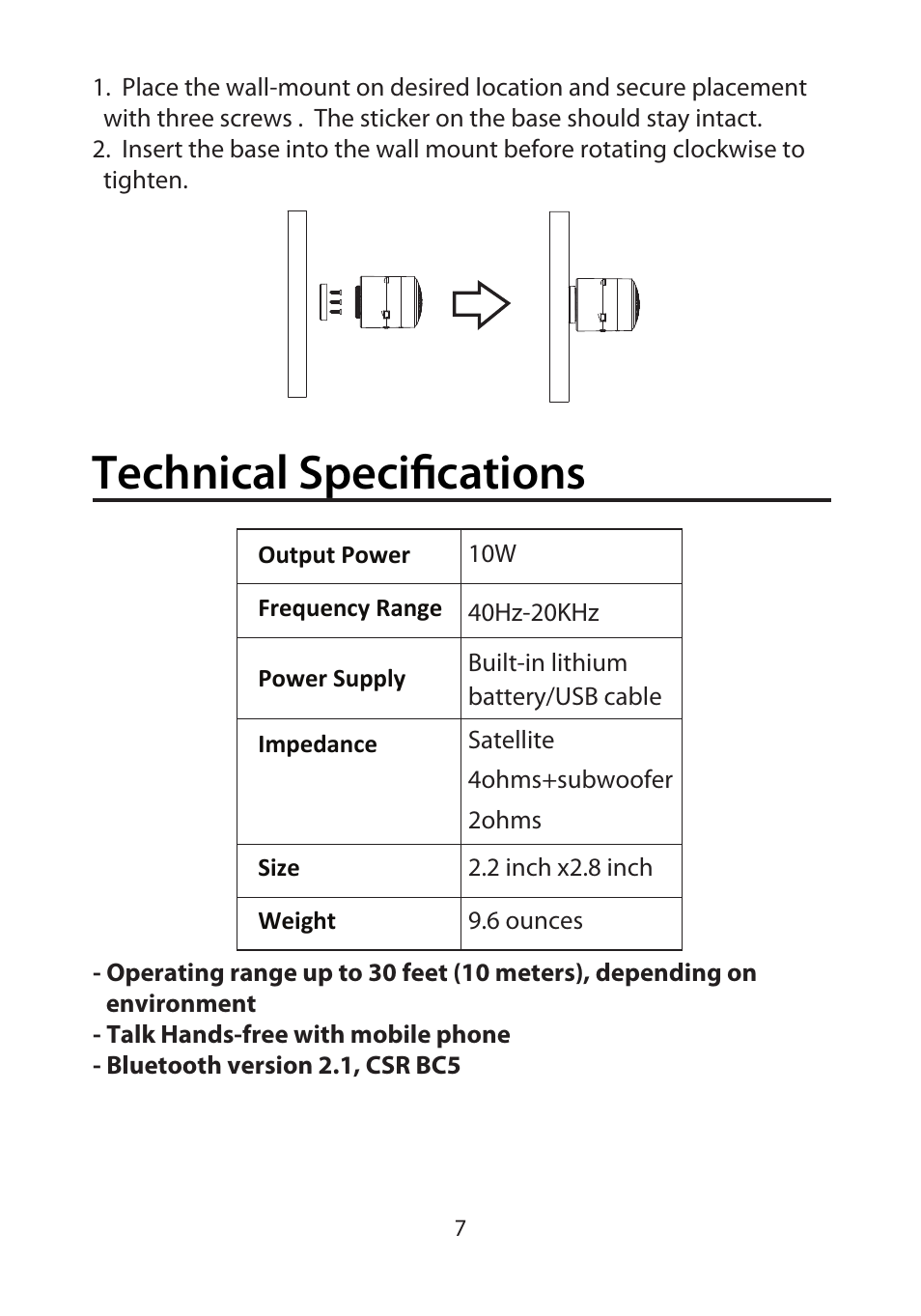 Technical specifications | GiiNii BlueCan User Manual | Page 8 / 12