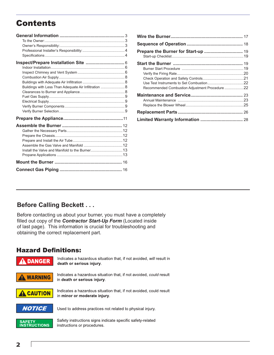 Beckett CG4 User Manual | Page 2 / 28