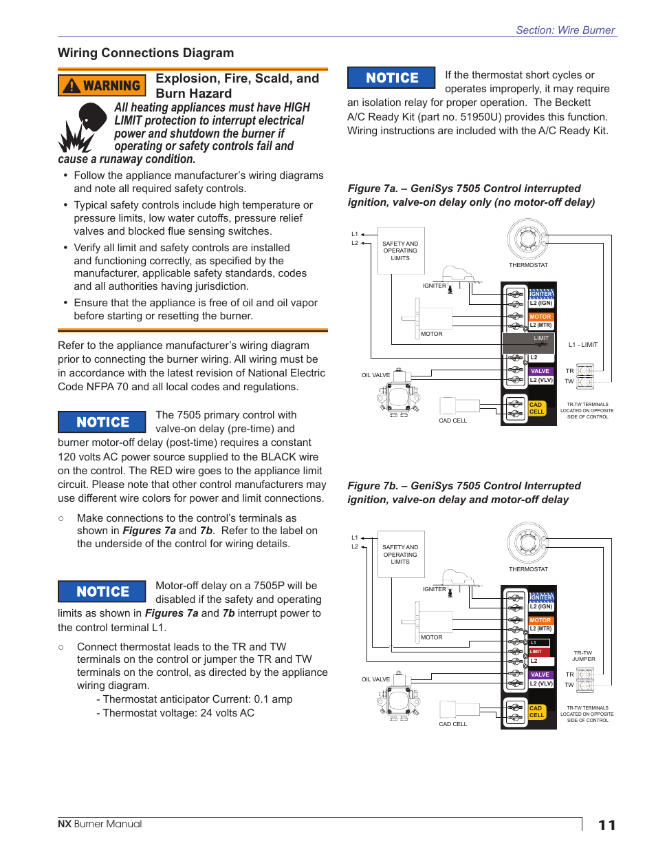 Wiring connections diagram, Nx burner manual | Beckett NX User Manual | Page 11 / 24