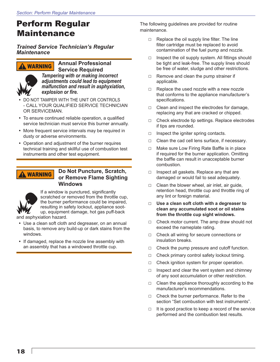 Perform regular maintenance | Beckett NX User Manual | Page 18 / 24