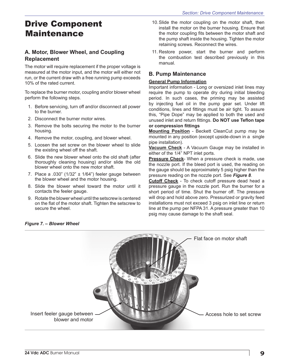 Drive component maintenance | Beckett ADC 24Vdc User Manual | Page 9 / 16