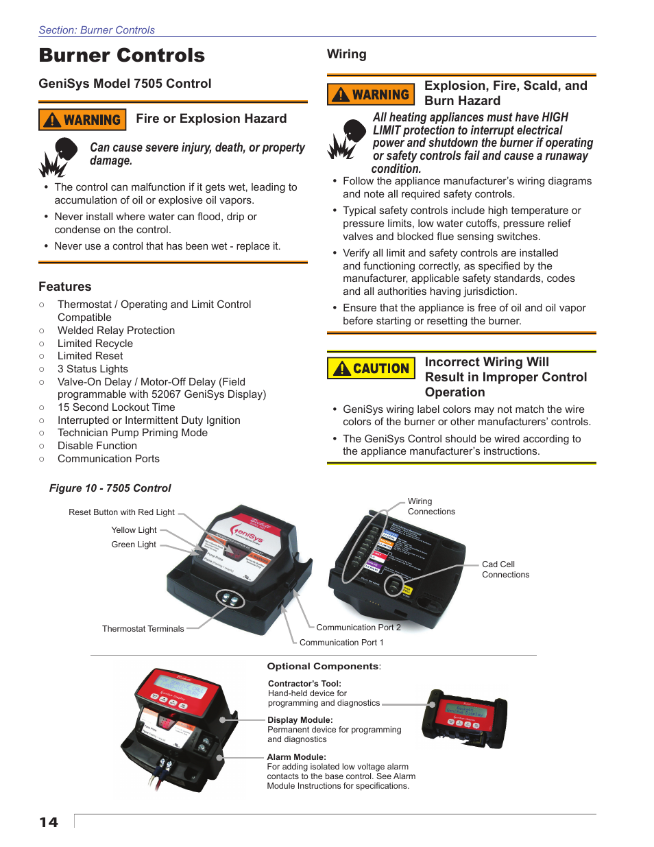 Burner controls | Beckett AFG User Manual | Page 14 / 24